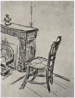 Vincent van Gogh Silla cerca de la cocina Drawing Vincent van Gogh's Silla cerca de la cocina Drawing