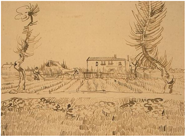 Vincent van Gogh Labrador en los campos cerca de Arles Drawing Vincent van Gogh's Labrador en los campos cerca de Arles Drawing