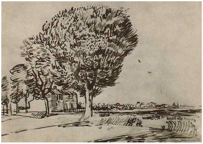 Vincent van Gogh Camino con árboles Drawing Vincent van Gogh's Camino con árboles Drawing