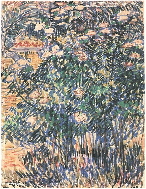 Vincent van Gogh Arbustos en flor Watercolor Vincent van Gogh's Arbustos en flor Watercolor