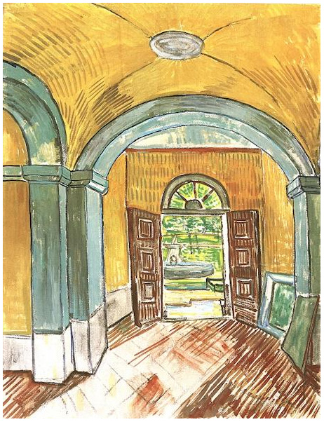 Vincent van Gogh Hall de entrada del hospital de Saint-Paul Watercolor Vincent van Gogh's Hall de entrada del hospital de Saint-Paul Watercolor