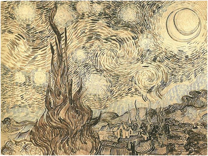 Vincent van Gogh's Noche estrellada Drawing