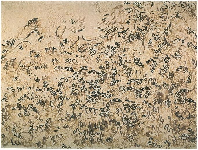 Vincent van Gogh Vegetación silvestre en las montañas Drawing Vincent van Gogh's Vegetación silvestre en las montañas Drawing