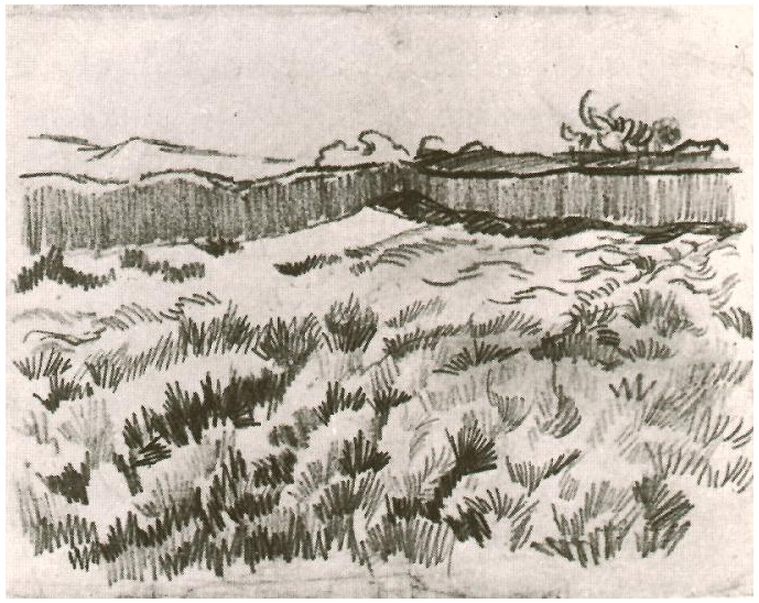 Vincent van Gogh Campo cercado Drawing Vincent van Gogh's Campo cercado Drawing