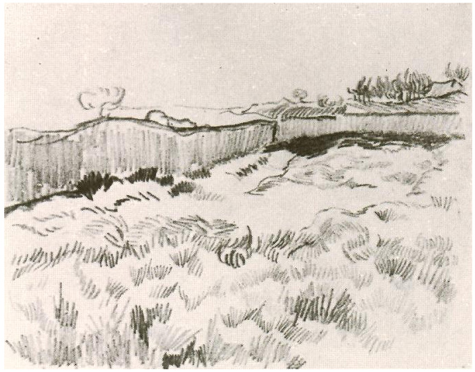 Vincent van Gogh Campo cercado Drawing Vincent van Gogh's Campo cercado Drawing