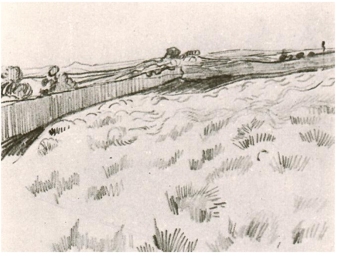 Vincent van Gogh Campo cercado Drawing Vincent van Gogh's Campo cercado Drawing