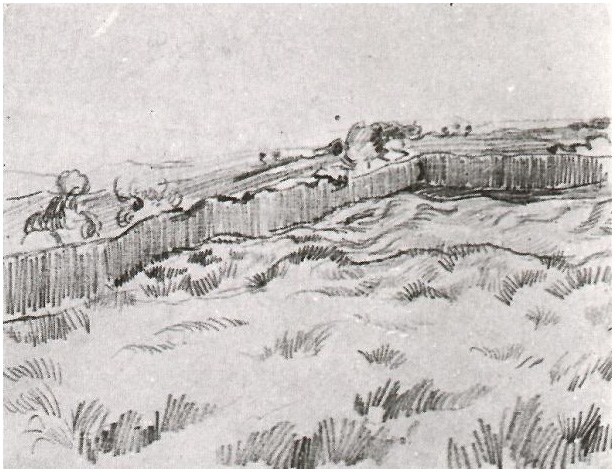 Vincent van Gogh Campo cercado Drawing Vincent van Gogh's Campo cercado Drawing