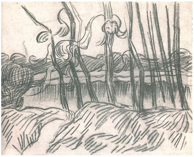 Vincent van Gogh Una fila de árboles desnudos, A Drawing Vincent van Gogh's Una fila de árboles desnudos, A Drawing