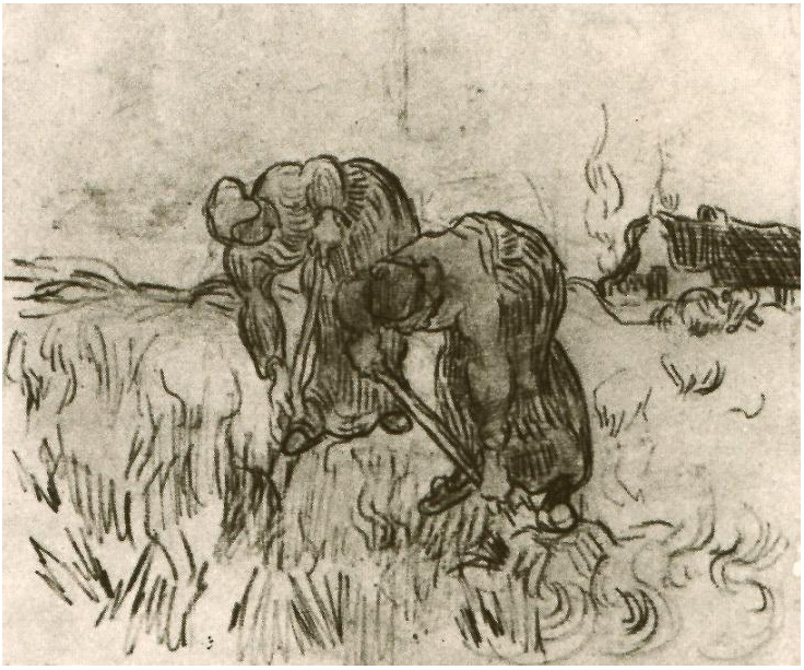 Vincent van Gogh Mujeres campesinas excavando Drawing Vincent van Gogh's Mujeres campesinas excavando Drawing