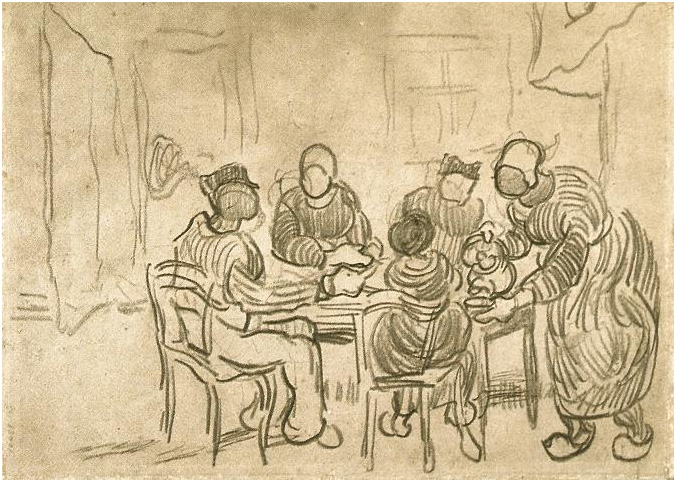 Bosquejo de la pintura Los comedores de papas de Vincent van Gogh ... Bosquejo de la pintura Los comedores de papas de Vincent van Gogh ...