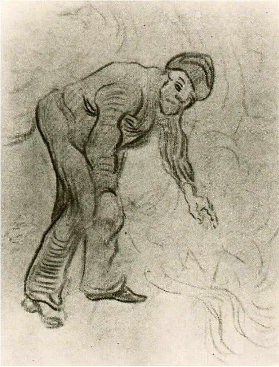 Vincent van Gogh Bosquejo de un hombre encorvado Drawing Vincent van Gogh's Bosquejo de un hombre encorvado Drawing