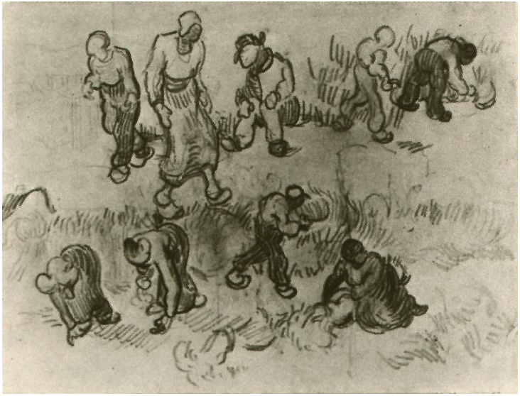 Sheet with Numerous Sketches of Working People by Vincent 