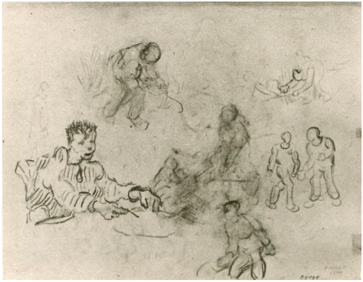 Vincent van Gogh Hoja con bosquejos de campesinos Drawing Vincent van Gogh's Hoja con bosquejos de campesinos Drawing