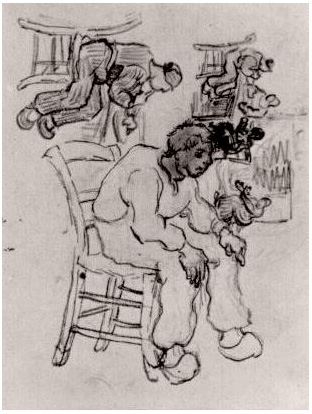 Vincent van Gogh Bosquejos de personas sentadas en sillas Drawing Vincent van Gogh's Bosquejos de personas sentadas en sillas Drawing