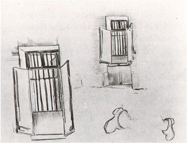 Vincent van Gogh Ventanas con barrotes Drawing Vincent van Gogh's Ventanas con barrotes Drawing