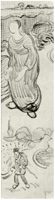 Vincent van Gogh Sheet with Walking Woman and Walking Man Drawing Vincent van Gogh's Sheet with Walking Woman and Walking Man Drawing