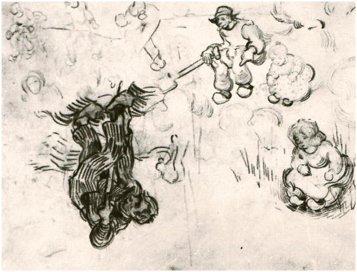 Vincent van Gogh Hoja con bosquejos de un excavador y otras figuras Drawing Vincent van Gogh's Hoja con bosquejos de un excavador y otras figuras Drawing