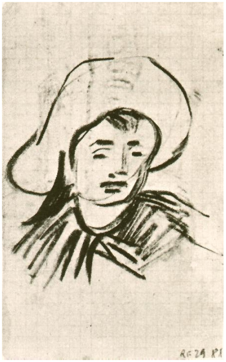 Vincent van Gogh Cabeza de un niño con sombrero de ala ancha Drawing Vincent van Gogh's Cabeza de un niño con sombrero de ala ancha Drawing