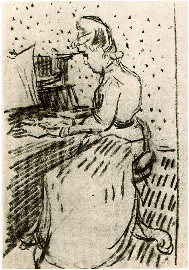Vincent van Gogh La señorita Gachet al piano Drawing Vincent van Gogh's La señorita Gachet al piano Drawing