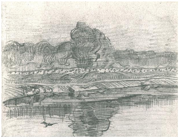 Vincent van Gogh Paisaje con el Oise Drawing Vincent van Gogh's Paisaje con el Oise Drawing