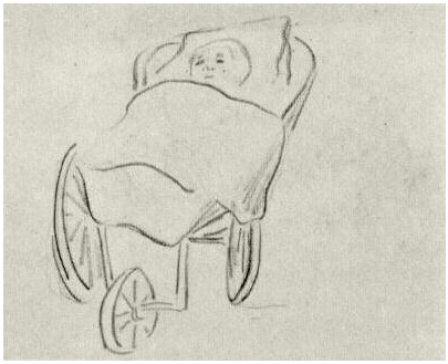 Vincent van Gogh Bebé en un carruaje Drawing Vincent van Gogh's Bebé en un carruaje Drawing