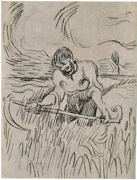Vincent van Gogh Hombre con guadaña en un campo de trigo Drawing Vincent van Gogh's Hombre con guadaña en un campo de trigo Drawing