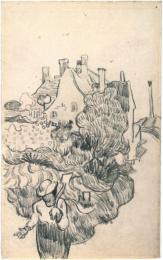 Vincent van Gogh Una casa en Auvers Drawing Vincent van Gogh's Una casa en Auvers Drawing
