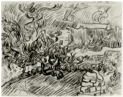 Vincent van Gogh Casa entre árboles Drawing Vincent van Gogh's Casa entre árboles Drawing