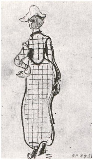 Vincent van Gogh Dama con vestido a cuadros y sombrero Drawing Vincent van Gogh's Dama con vestido a cuadros y sombrero Drawing