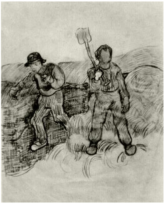 Vincent van Gogh Un sembrador y un hombre con una espada Drawing Vincent van Gogh's Un sembrador y un hombre con una espada Drawing