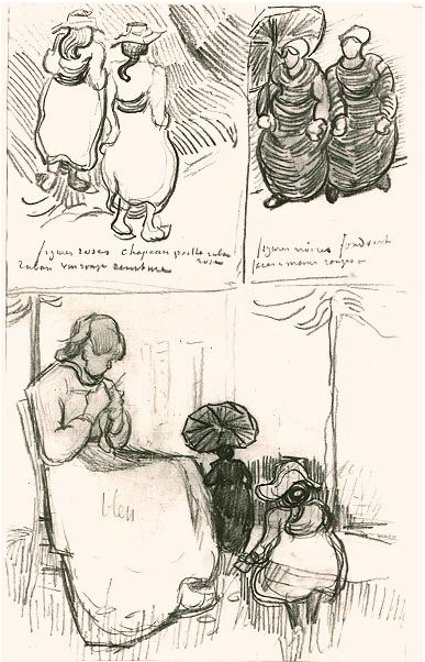 Vincent van Gogh Tres estudios Drawing Vincent van Gogh's Tres estudios Drawing