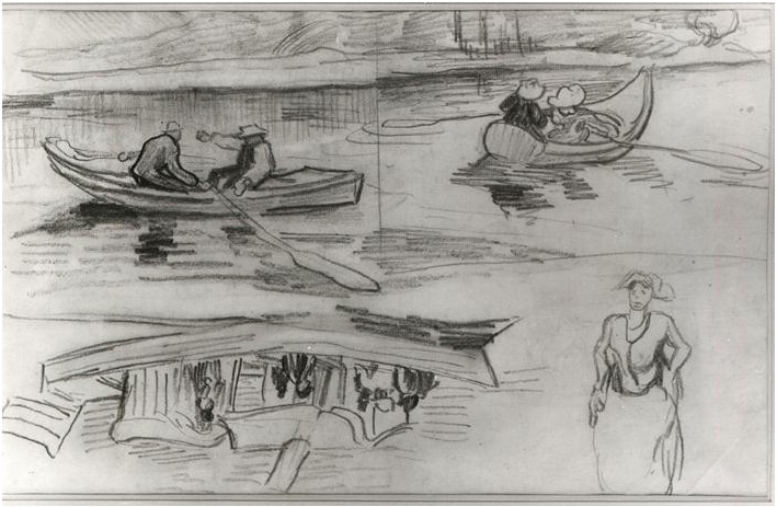 Vincent van Gogh Un vapor con varias personas Drawing Vincent van Gogh's Un vapor con varias personas Drawing