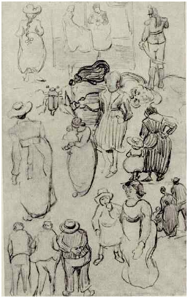 Vincent van Gogh Hoja con muchos bosquejos de figuras Drawing Vincent van Gogh's Hoja con muchos bosquejos de figuras Drawing