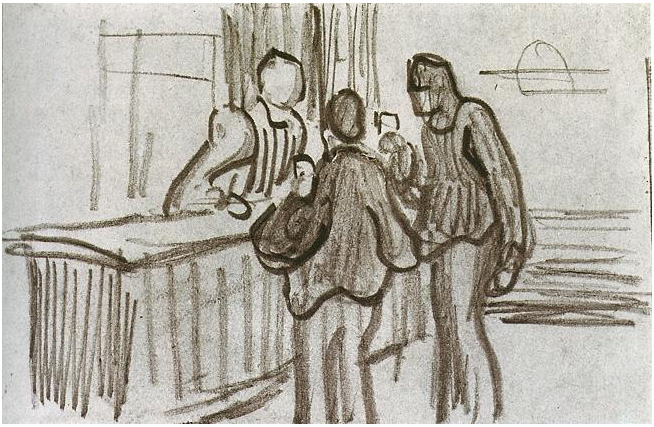 Vincent van Gogh Hombres enfrente de la barra en un café Drawing Vincent van Gogh's Hombres enfrente de la barra en un café Drawing