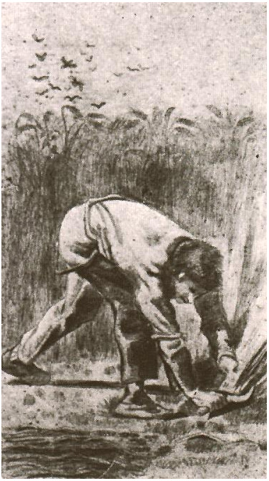 Vincent van Gogh's Mower (after Millet) Drawing