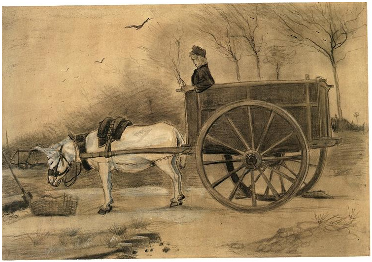 Vincent van Gogh Burro y carro Drawing Vincent van Gogh's Burro y carro Drawing