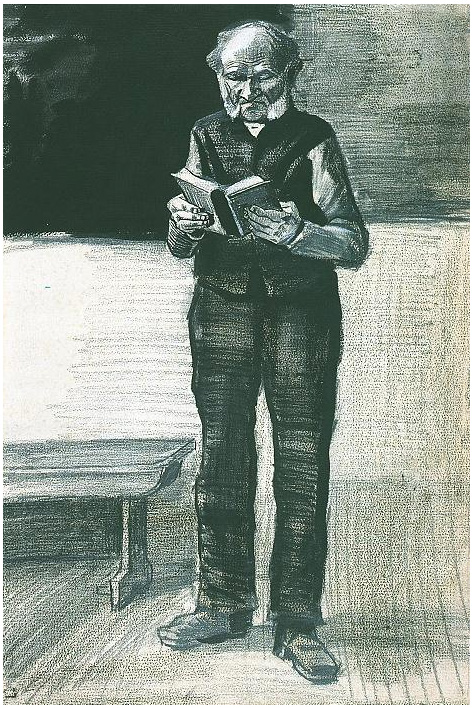 Vincent van Gogh Hombre, de pie, leyendo un libro Drawing Vincent van Gogh's Hombre, de pie, leyendo un libro Drawing