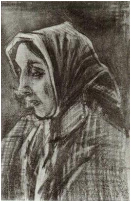 Vincent van Gogh Mujer con chal sobre su pelo, Cabeza Drawing Vincent van Gogh's Mujer con chal sobre su pelo, Cabeza Drawing