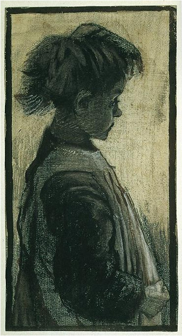 Vincent van Gogh Niña con delantal, Mitad-Figura Drawing Vincent van Gogh's Niña con delantal, Mitad-Figura Drawing