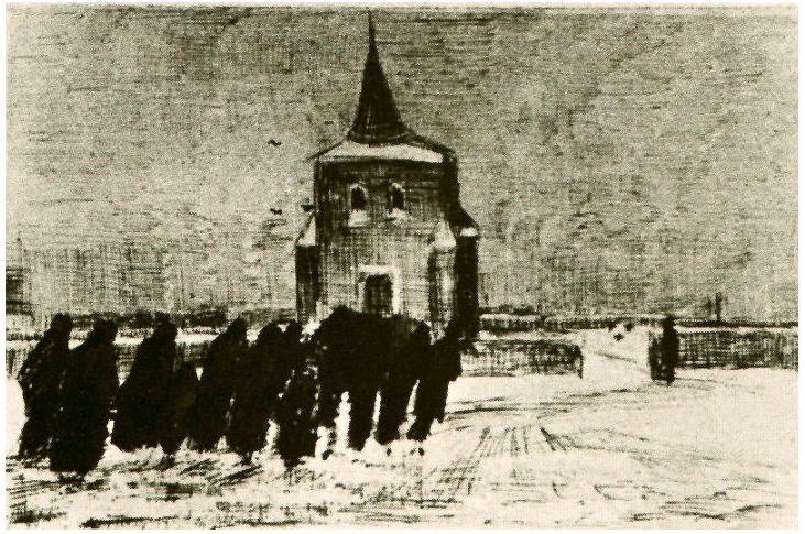 Vincent van Gogh Funeral en la nieve cerca de la Torre Vieja Drawing Vincent van Gogh's Funeral en la nieve cerca de la Torre Vieja Drawing