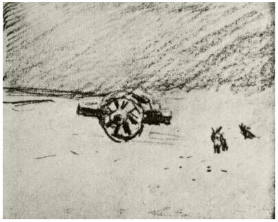 Vincent van Gogh Campo con carreta y dos conejos Drawing Vincent van Gogh's Campo con carreta y dos conejos Drawing