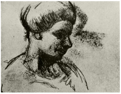 Vincent van Gogh Cabeza de una mujer Drawing Vincent van Gogh's Cabeza de una mujer Drawing