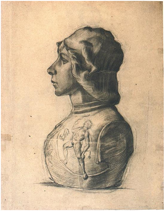 Vincent van Gogh Busto de un guerrero joven Drawing Vincent van Gogh's Busto de un guerrero joven Drawing