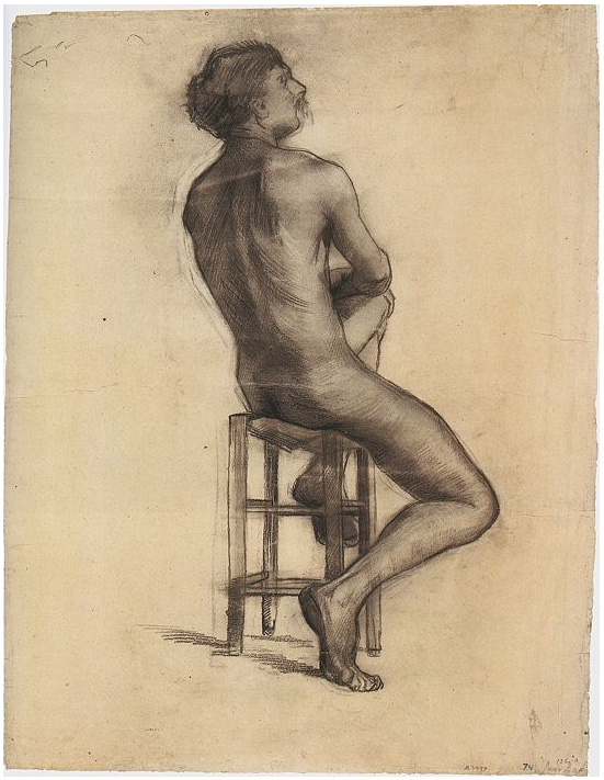 Vincent van Gogh Hombre sentado desnudo visto desde atrás Drawing Vincent van Gogh's Hombre sentado desnudo visto desde atrás Drawing
