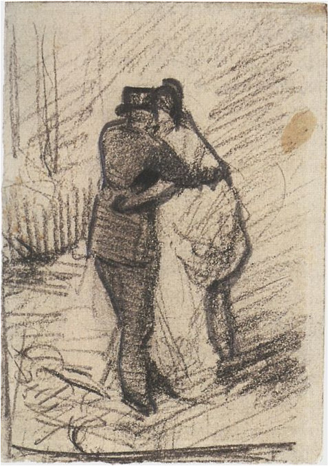 Vincent van Gogh Un hombre y una mujer vistos desde atrás Drawing Vincent van Gogh's Un hombre y una mujer vistos desde atrás Drawing