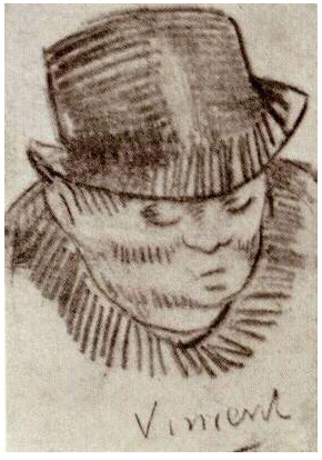 Vincent van Gogh Cabeza de un hombre con sombrero Drawing Vincent van Gogh's Cabeza de un hombre con sombrero Drawing