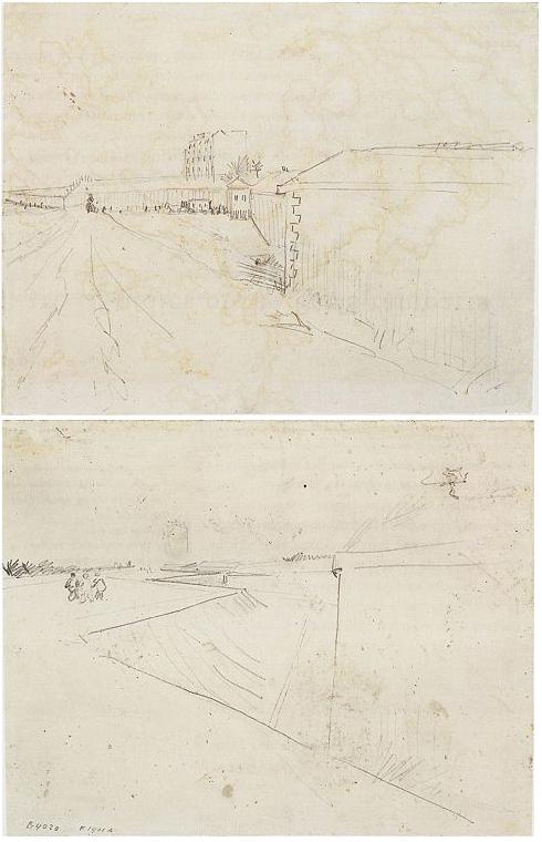 Vincent van Gogh Estudio de las murallas de París Drawing Vincent van Gogh's Estudio de las murallas de París Drawing