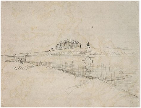 Vincent van Gogh Estudio de las murallas de París Drawing Vincent van Gogh's Estudio de las murallas de París Drawing