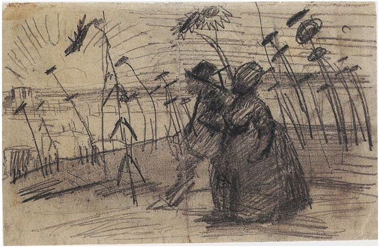 Vincent van Gogh Pareja van a dar un paseo Drawing Vincent van Gogh's Pareja van a dar un paseo Drawing