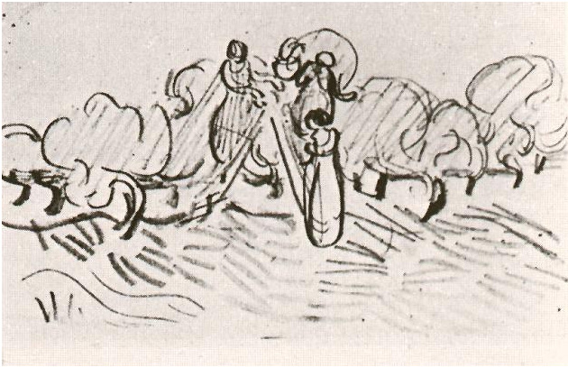 Vincent van Gogh Mujer recogiendo aceitunas Drawing Vincent van Gogh's Mujer recogiendo aceitunas Drawing